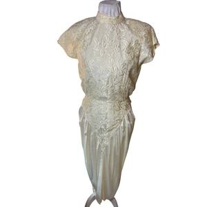 Vintage Miss Ashlee California Lace Dress SZ 6 Ivory Cocktail Party Wedding